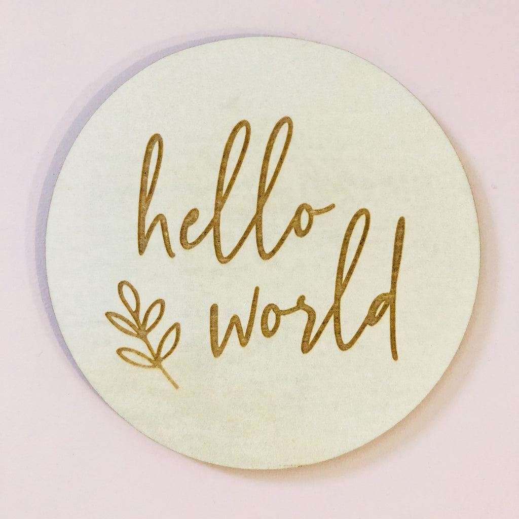 HELLO WORLD | Birth Announcement Plaque