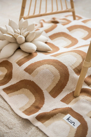 Organic Cotton Knitted Rainbow Blanket